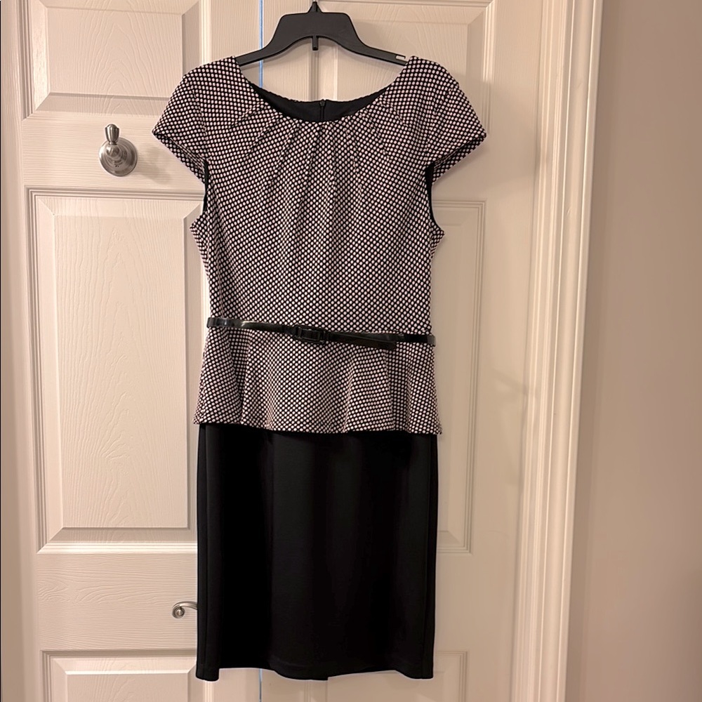 Pink and Black Peplum Dress